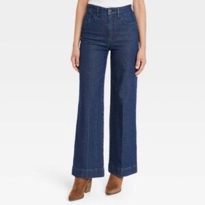 Universal Thread Dark Blue Rinse High Rise Wide Leg Jeans Size 6